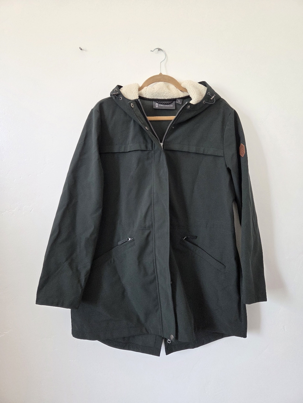 Free Country Women's Coat Dark Moss Green Raincoat Hooded Outdoor Camping XL